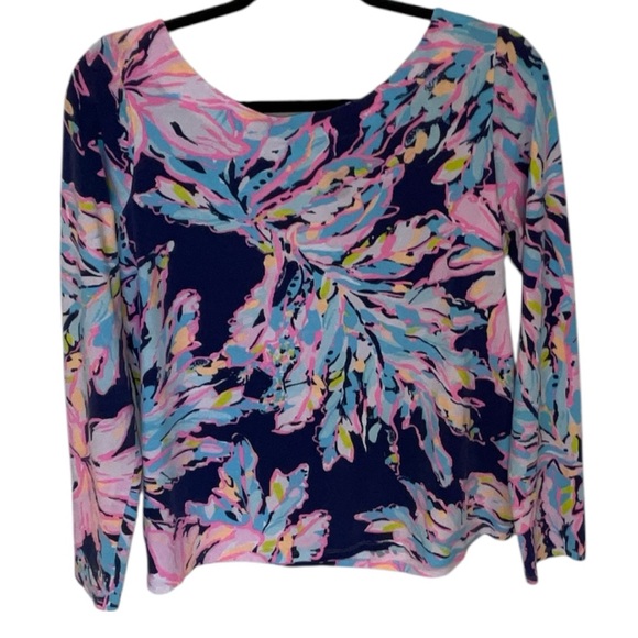 Lilly Pulitzer Al Fresco Back Cutout Twist Floral Print Long Sleeve. Size L - Picture 4 of 9